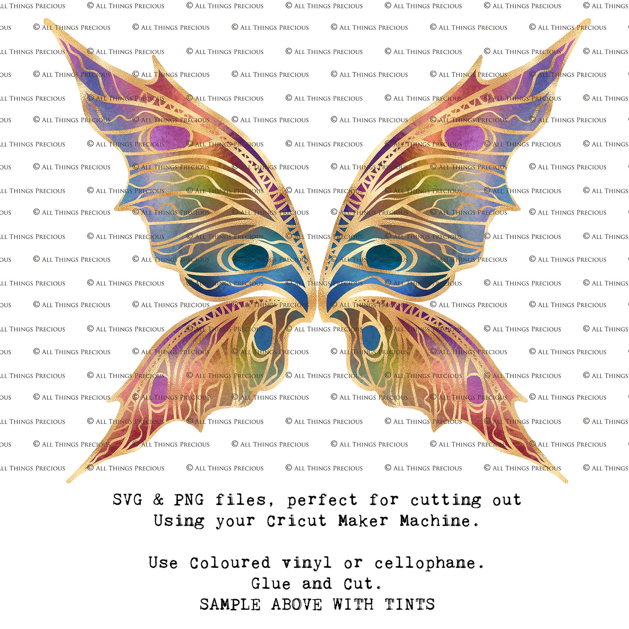 SVG & PNG Fairy Wing files for Cricut or Silhouette Cameo Cutting Machine. To create wearable fairy wings, in adult or children sizes.  Use this clipart design for Halloween Costumes, Fantasy or Cosplay or photography. These are Individual Wing Pieces, for you to cut and assemble. This is a digital product.